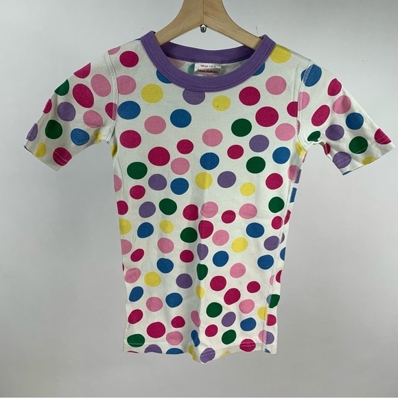 Hanna Andersson Cotton Short Sleeve Pajama Top Rainbow Polka Dot 140cm US 10 - Picture 1 of 4